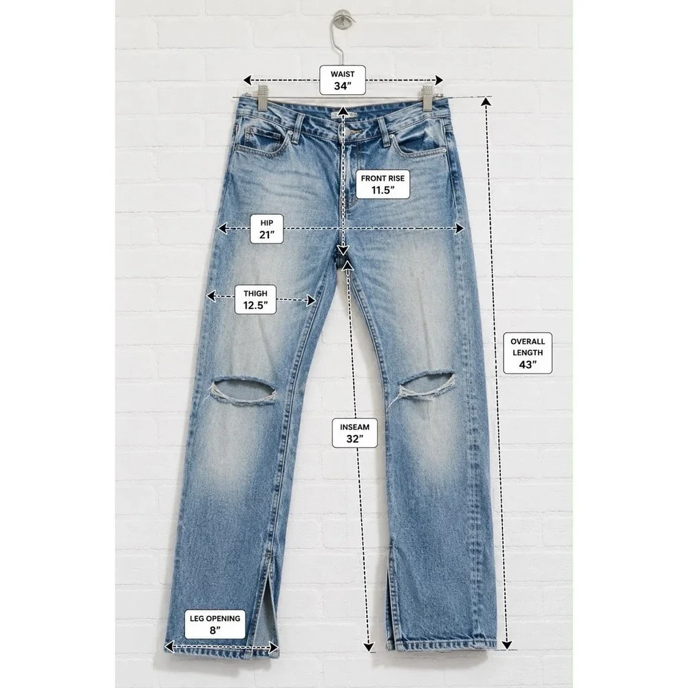 MNML Men's Light Wash Skinny Jeans Distressed Ripped Knee Solid 5-Pocket